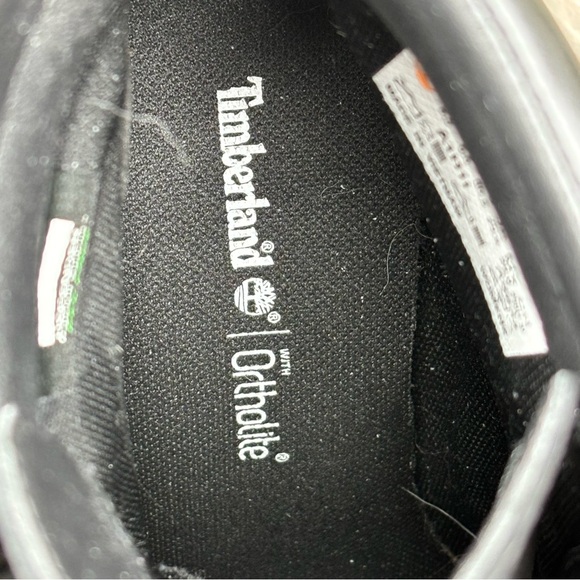 Timberland Black Lace Up Heeled Ankle Boots Size 8.5 Block Heel Like New - Picture 2 of 15